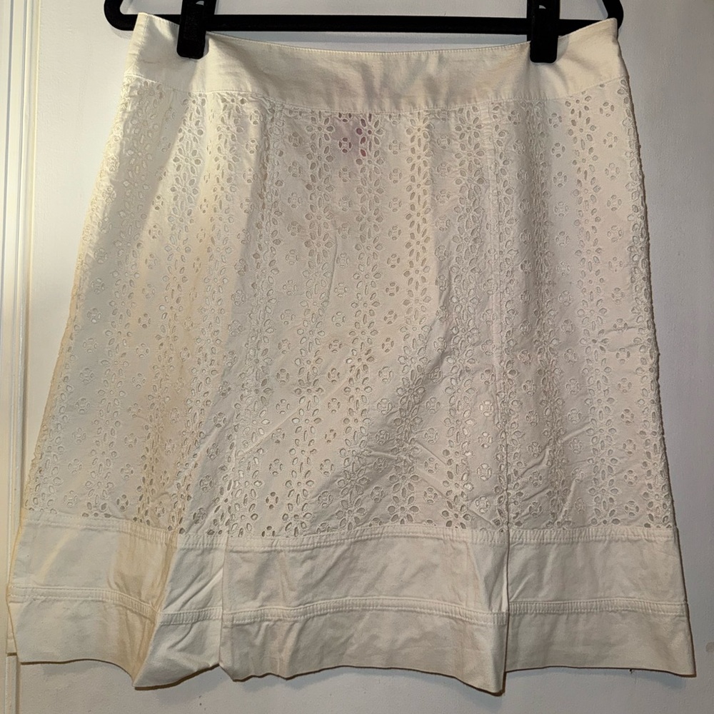 Elegant White Eyelet Skirt